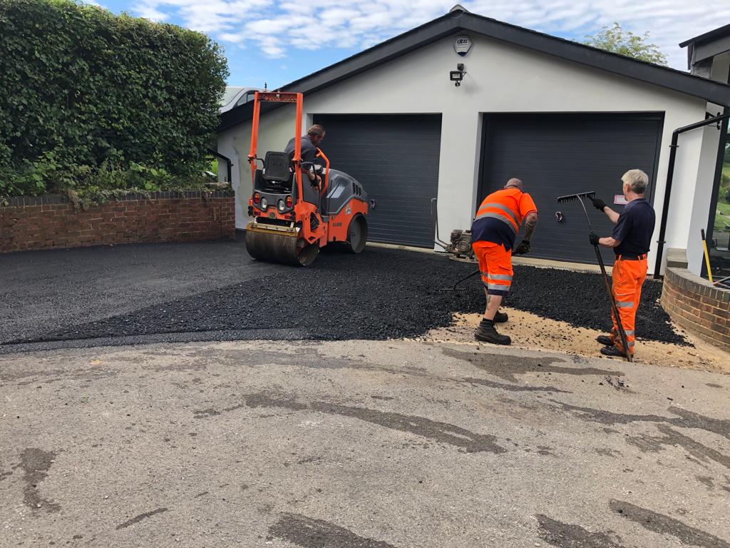 This is a photo of a bitumen driveway which is in the process of being installed by Albury Road Tech