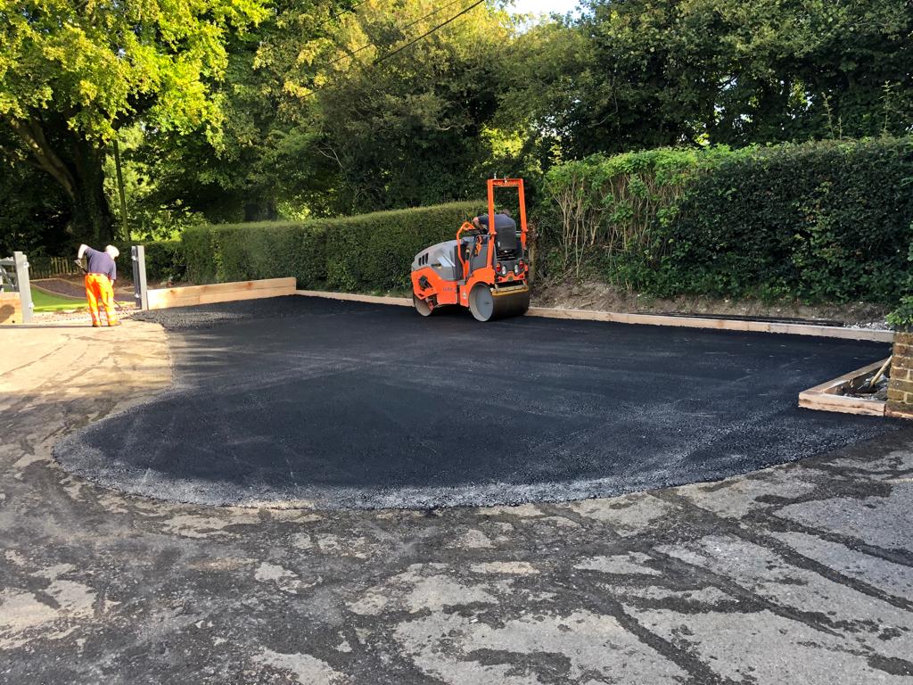 This is a photo of a bitumen driveway which is in the process of being installed by Albury Road Tech